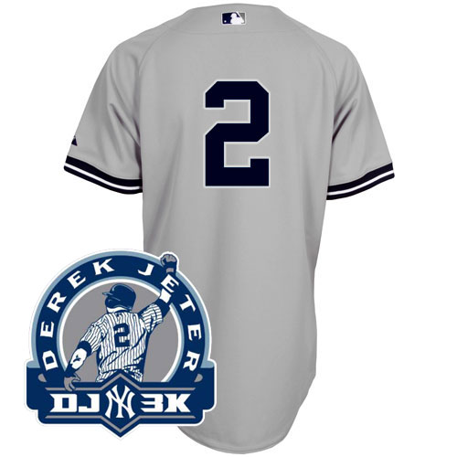 Yankees #2 Derek Jeter Grey With DJ-3K Patch Stitched MLB Jersey